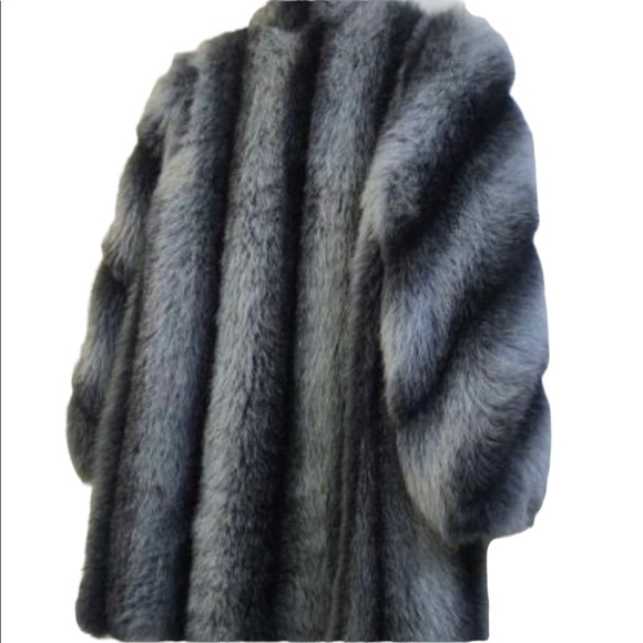 Outlayers Fur Coat Size 8 Black Gray - Picture 4 of 8